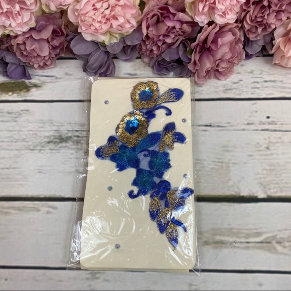 Handmade Sheer Stockings w/ Blue Flowers & Sequins - Picture 6 of 7